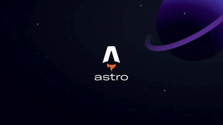 Imagem mostrando a logomarca do framework web AstroJS em um ambiente similiar ao espaço