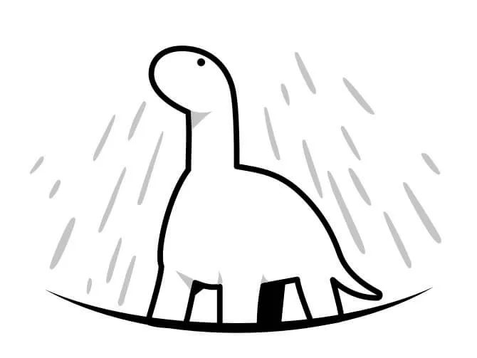 Imagem mostrando o mascote da runtime Deno, um dinossauro olhando para o céu